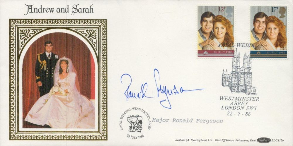 Lot 719: Mjr Ronald Ferguson signed Royal Wedding FDC. 22/7/86...