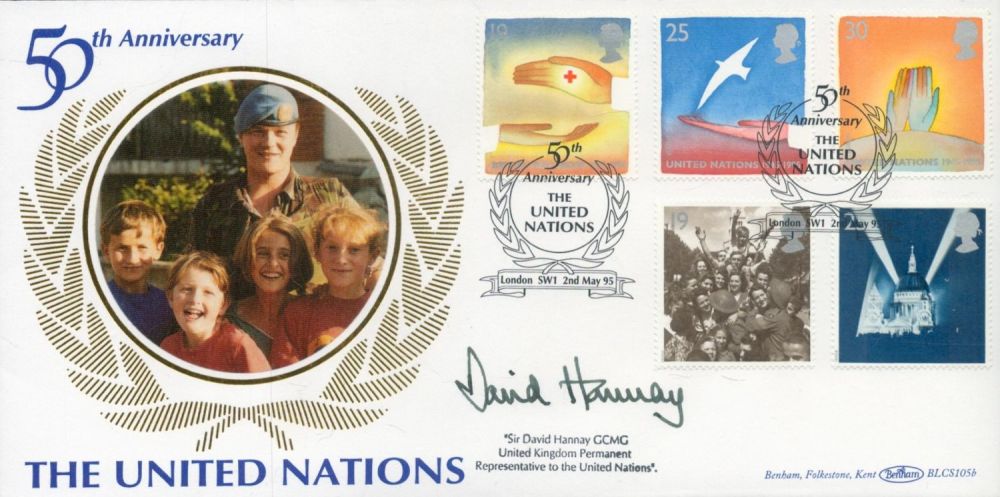Lot 730: Sir David Hannay signed United Nations FDC. 2/5/95...
