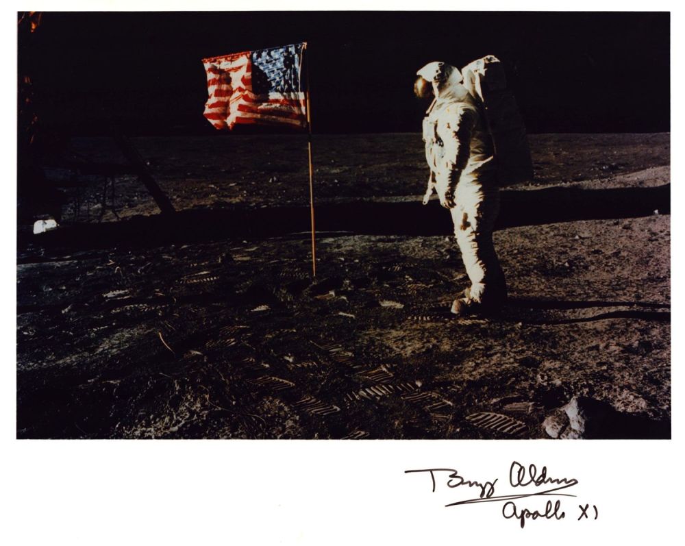Lot 732: Buzz Aldrin signed 10x8 inch colour photo pictured...