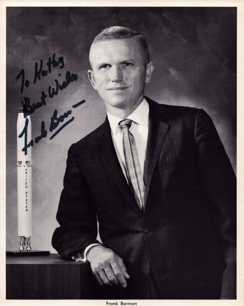 Lot 736: Frank Borman signed NASA original 10x8 inch black...