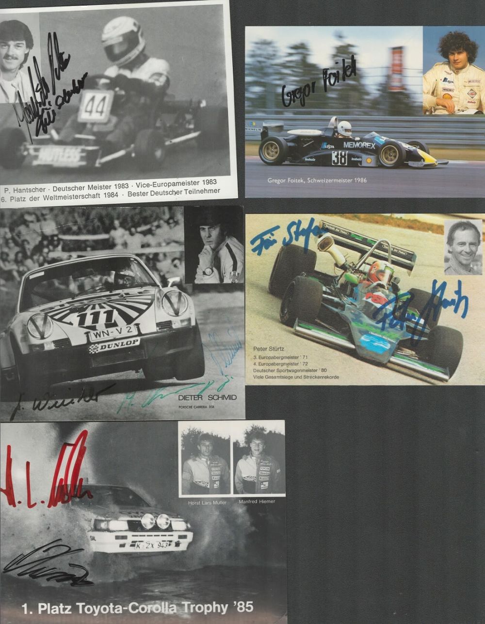 Lot 61: Motor Racing collection of 5 signed postcard photos....