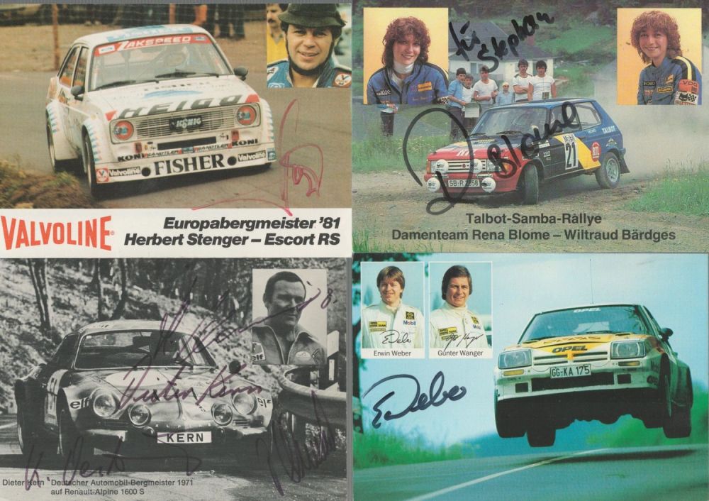 Lot 62: Rally Racing collection of 4 signed postcard photos....