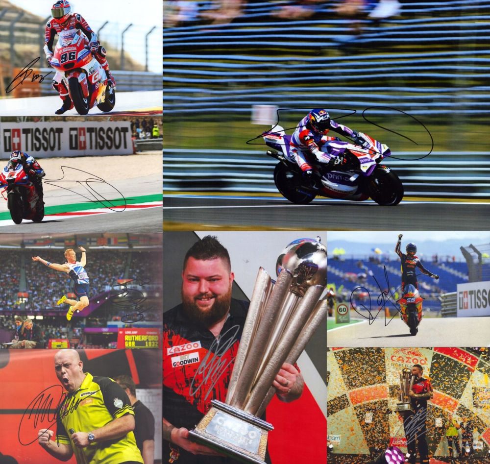 Lot 95: Sports collection of 8 signed 12x8 inch colour...