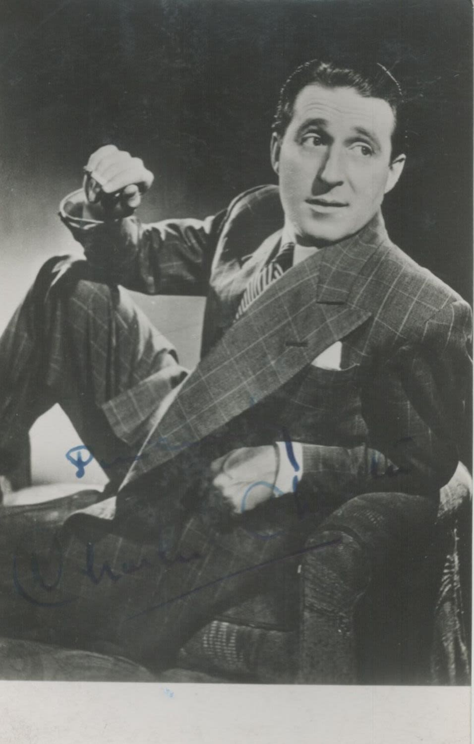 Lot 130: Charlie Chester signed vintage black & white photo....