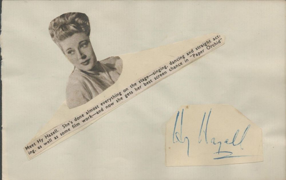 Lot 135: Hy Hazell signed autograph page include a black...