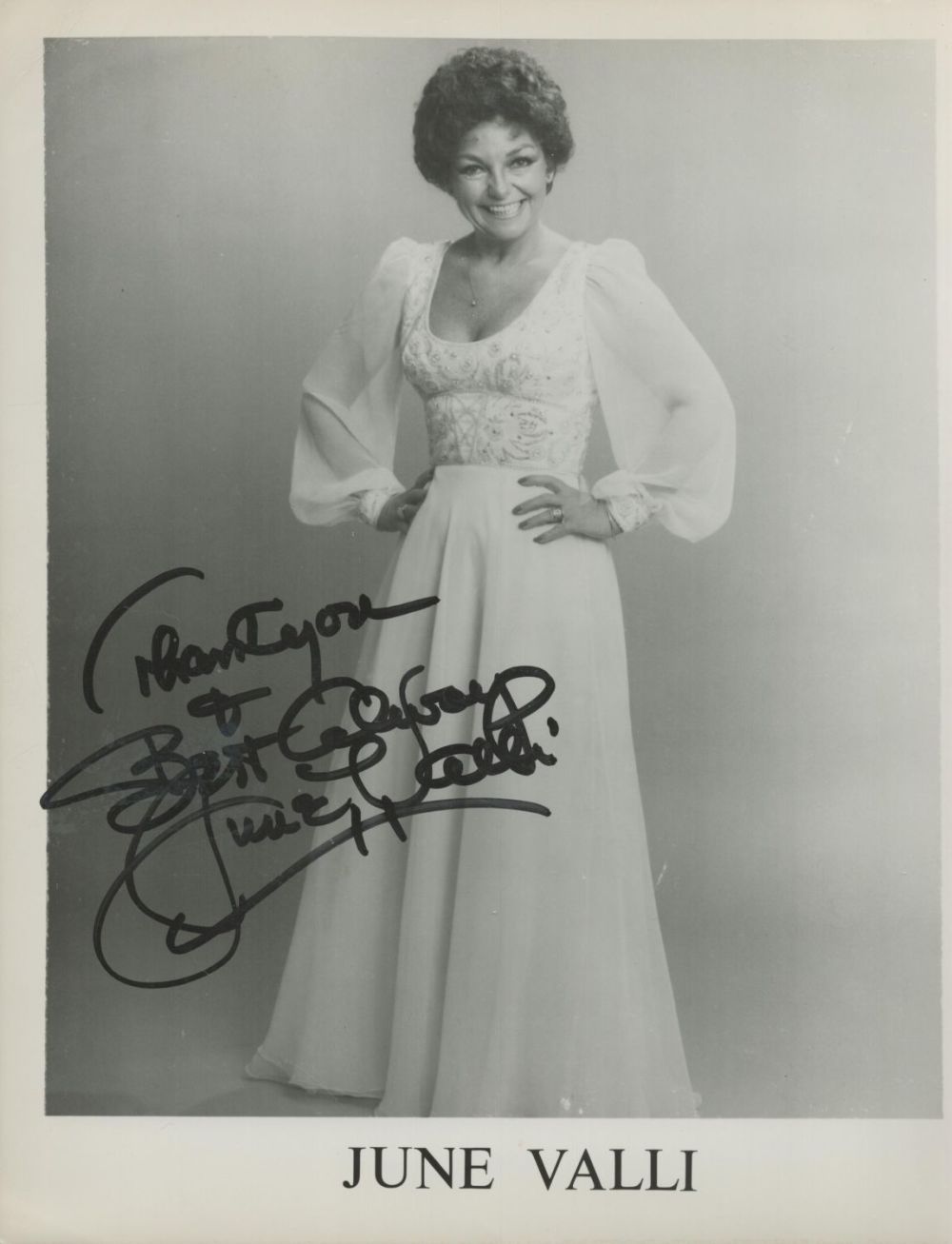 Lot 212: June Valli signed and dedicated 10x8 black and...