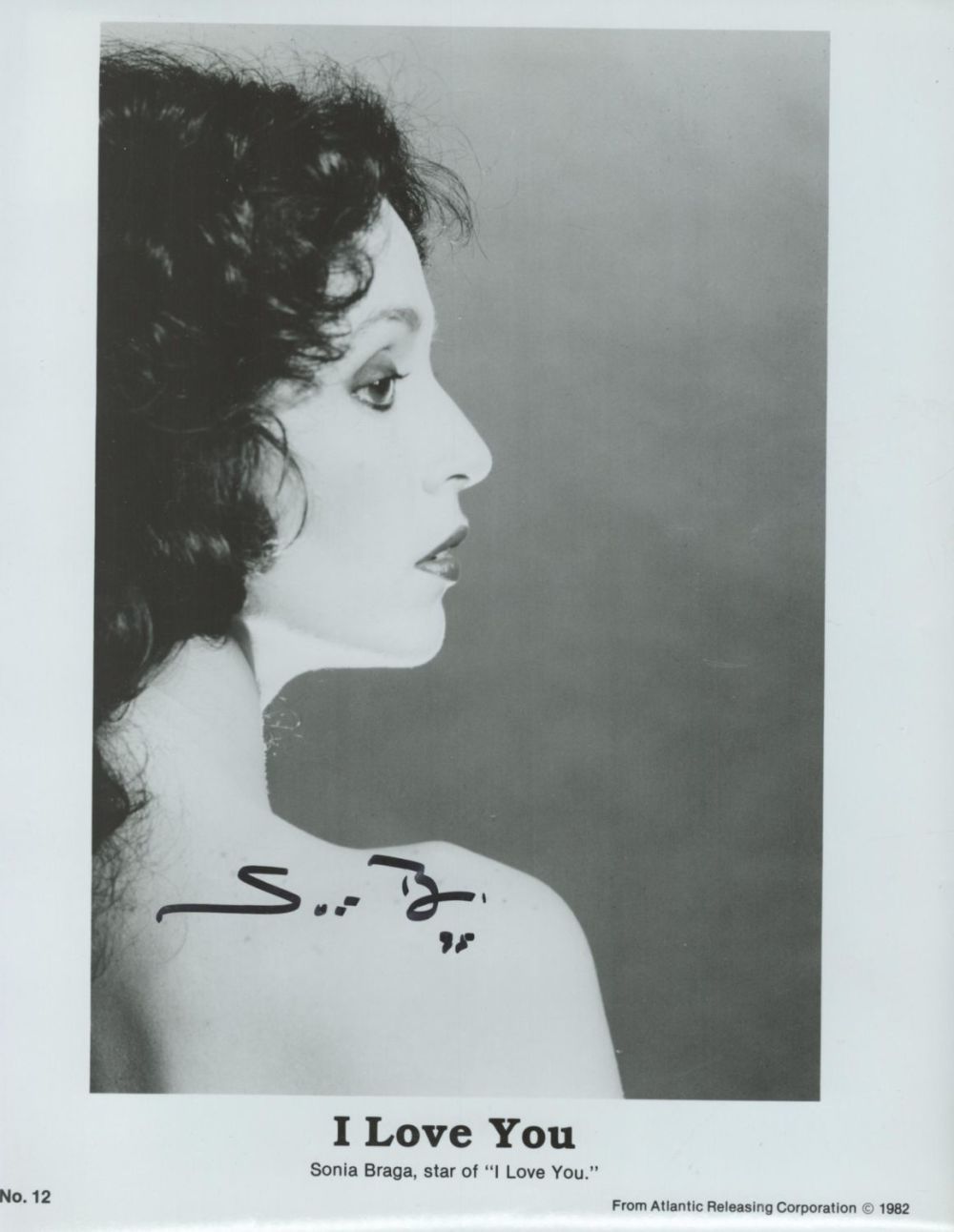 Lot 214: Sonia Braga signed 10x8 black and white photo....