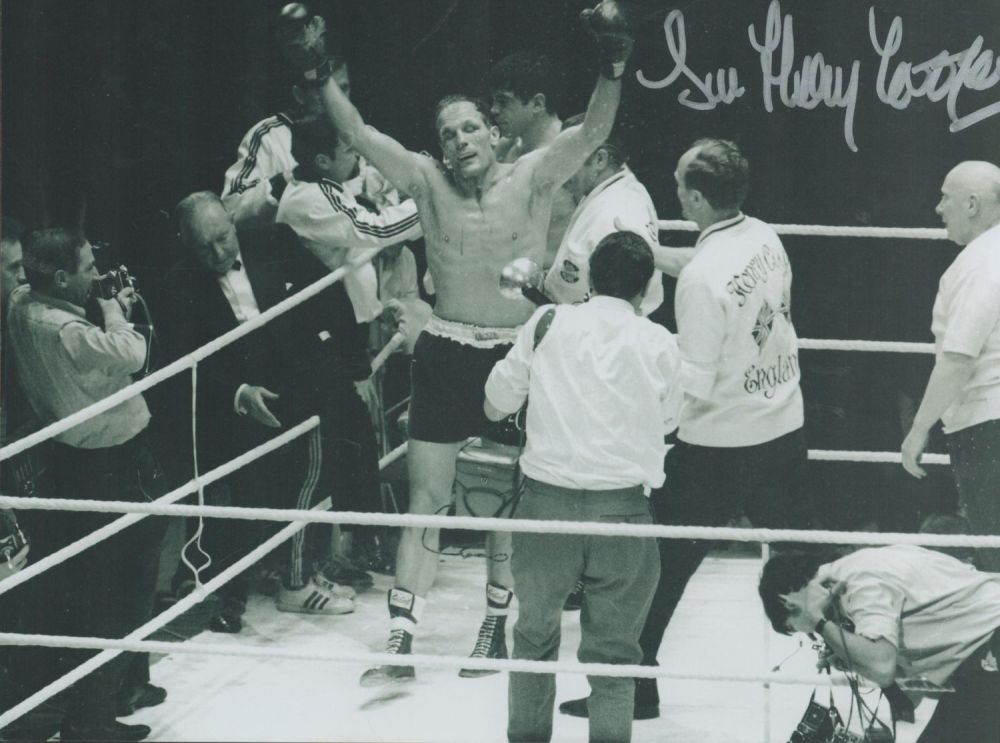 Lot 220: Sir Henry Cooper signed 10x8 black and white...