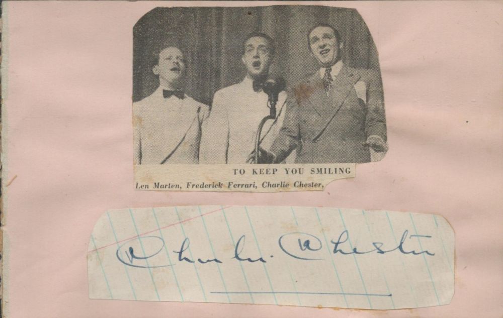 Lot 277: Charlie Chester signed autograph cut outs include black...
