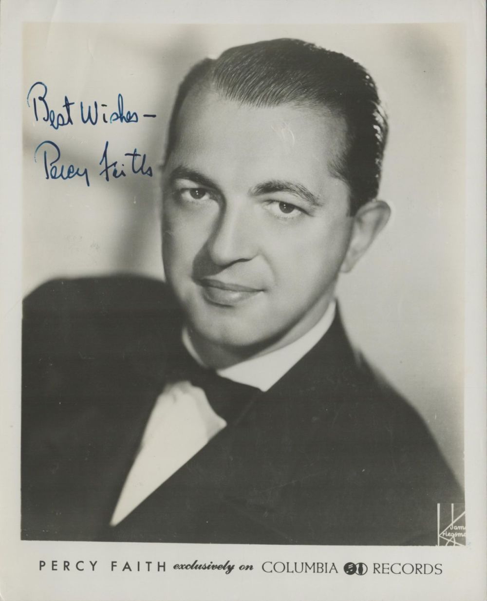Lot 313: Percy Faith signed 10c8 inch black and white...