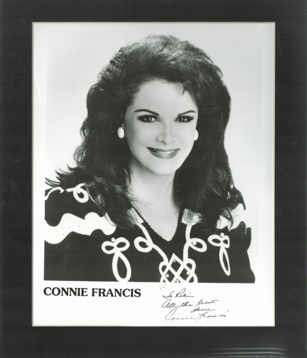Lot 319: Connie Francis signed 12x10 inch overall mounted black...