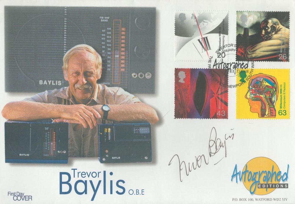 Lot 348: Trevor Baylis signed FDC. 4 Stamps and 1...
