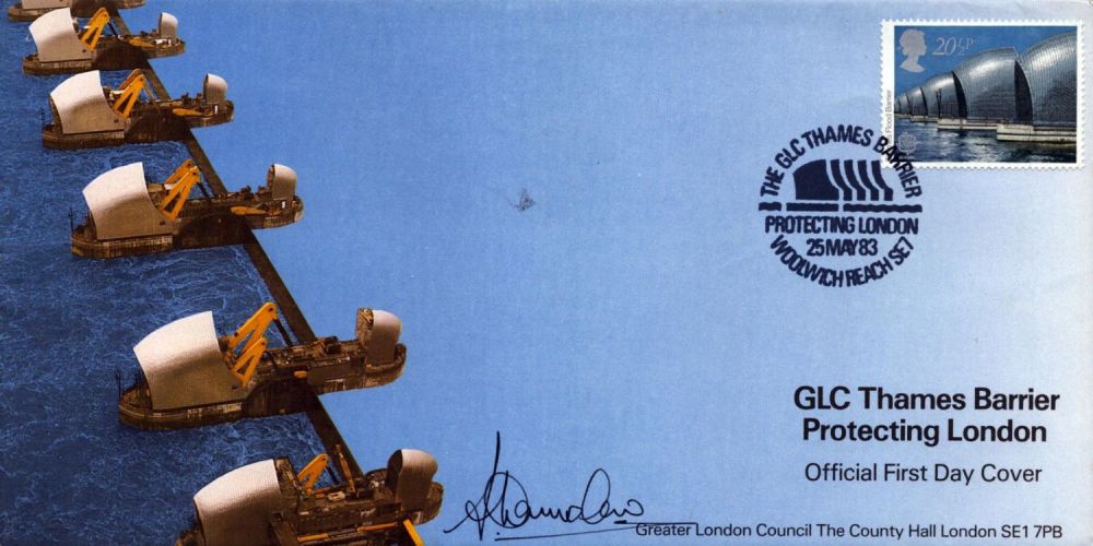 Lot 350: John Hounslow signed GLC Thames Barrier protecting London...