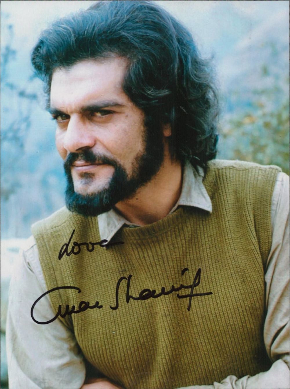 Lot 360: Omar Sharif signed 8x6inch colour photo. Good condition....