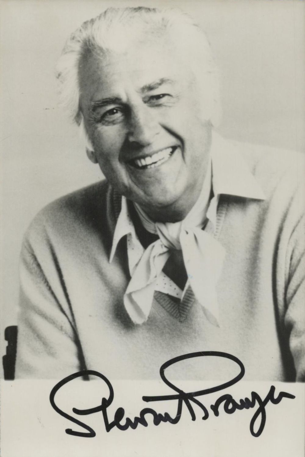 Lot 374: Stewart Granger signed 6x4 inch black and white...