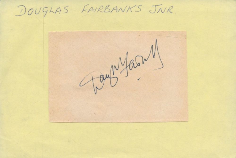 Lot 379: Douglas Fairbanks Jnr signed 6x4 inch album page....