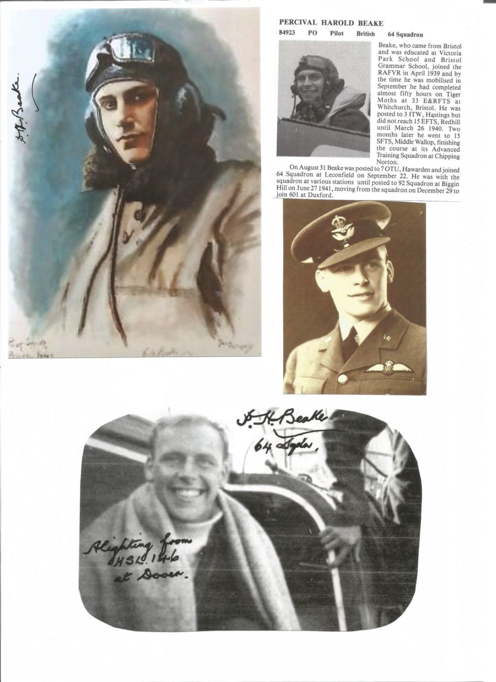 Lot 136: WW2 BOB fighter pilot Percival Beake 64 sqn...