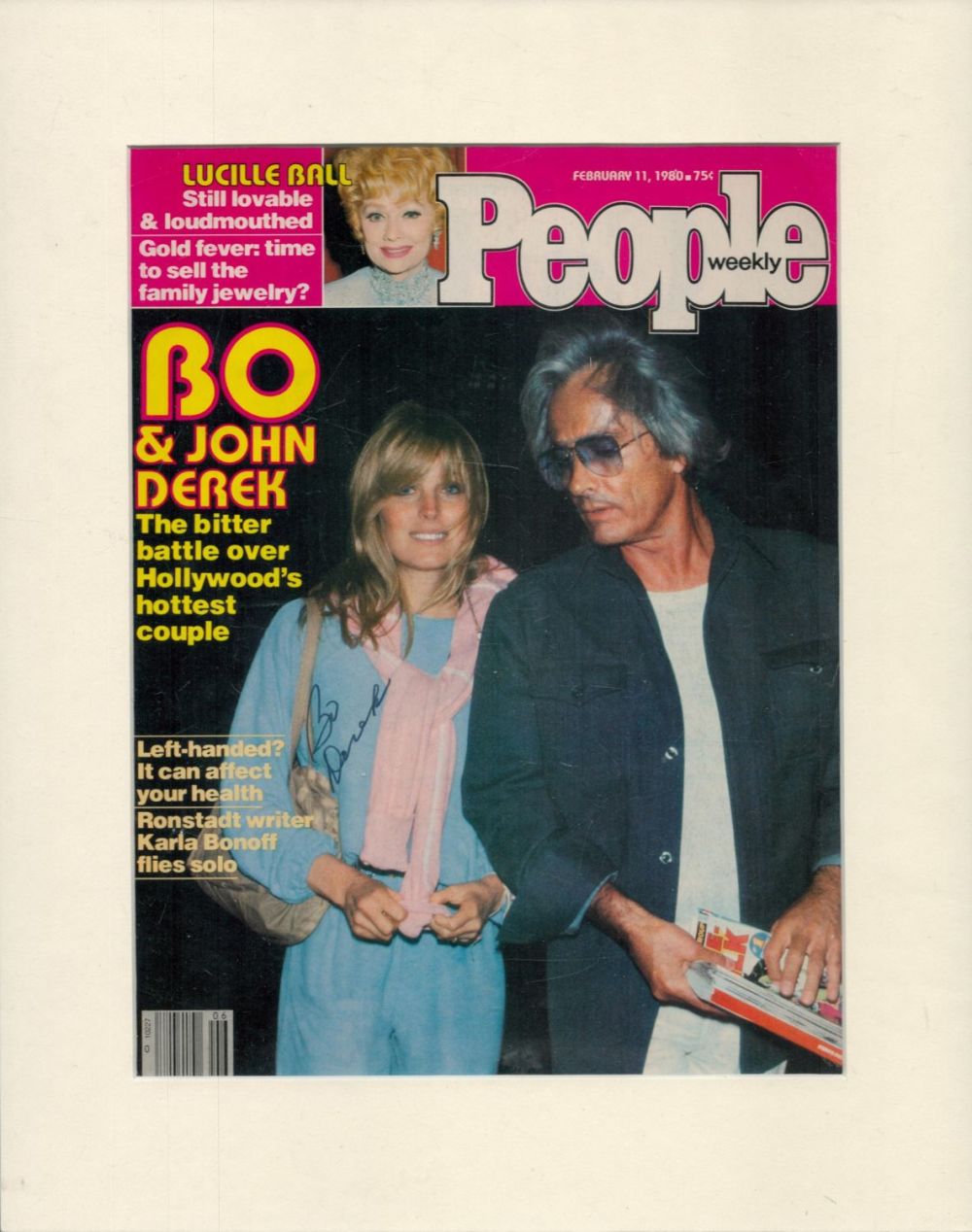 Lot 56: Bo Derek signed 14x11 inch overall mounted People...