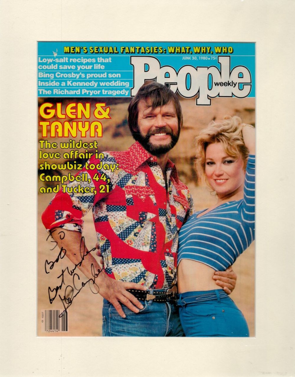 Lot 69: Glen Campbell signed 14x11 inch overall mounted People...
