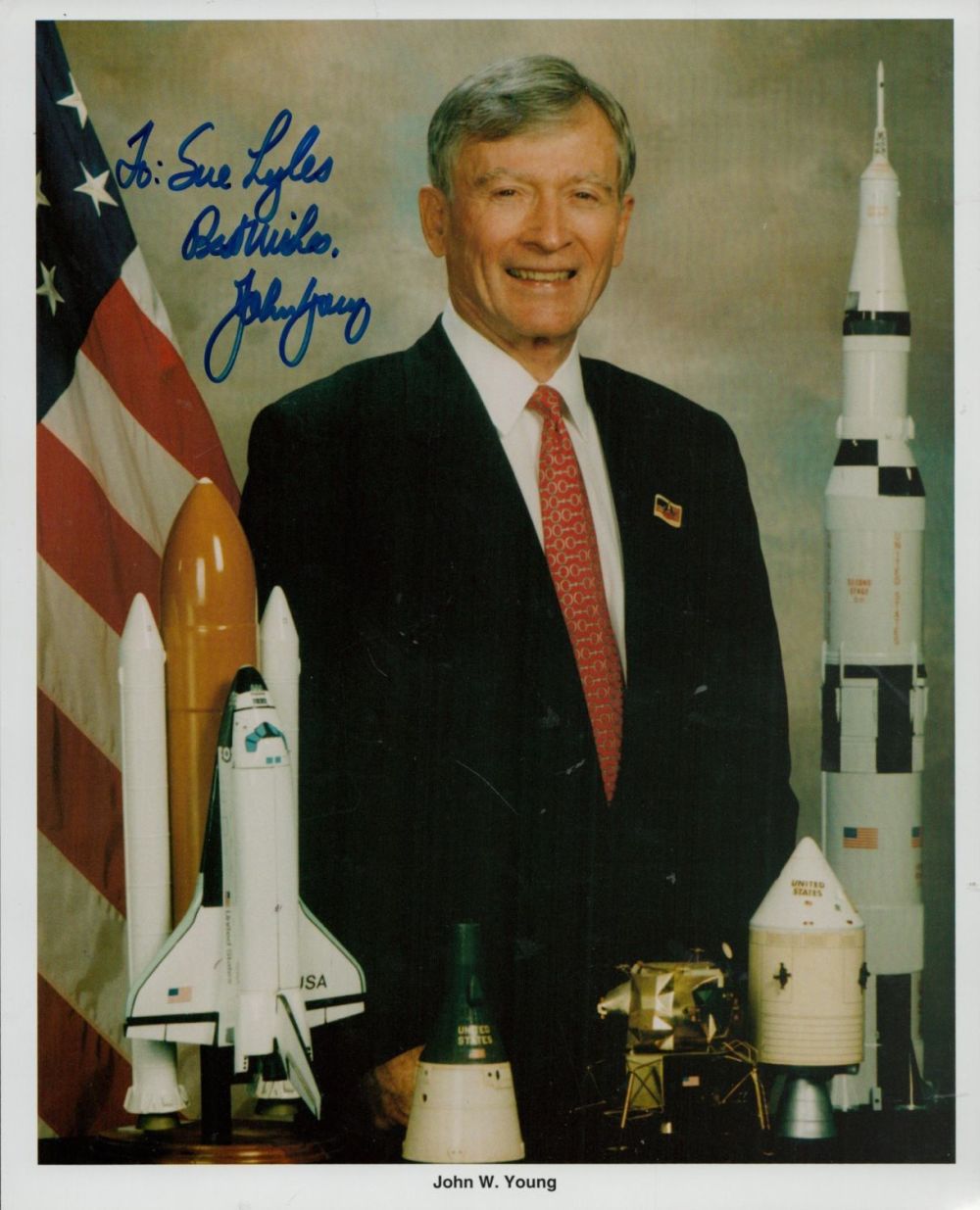 Lot 122: NASA John Young signed Colour Photo 10x8 Inch....