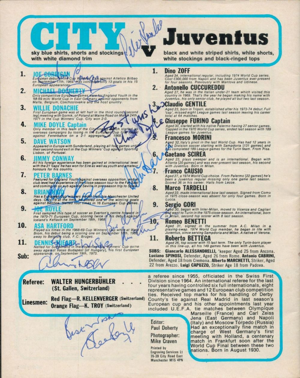 Lot 191: Football Manchester City v Juventus U.E.F.A. Cup first...
