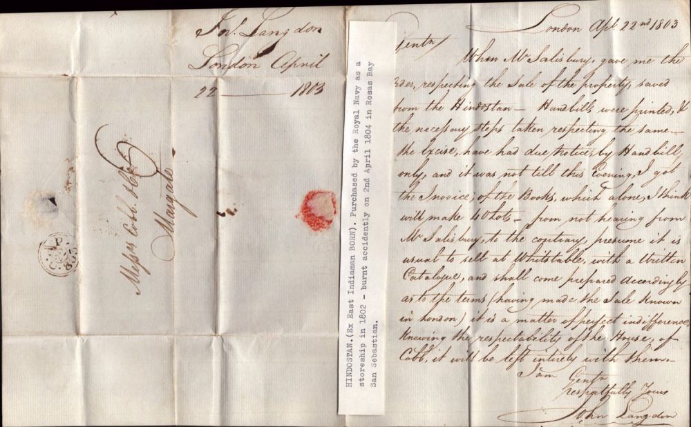 Lot 267: Handwritten Early Letter from 1803 on Sale of...