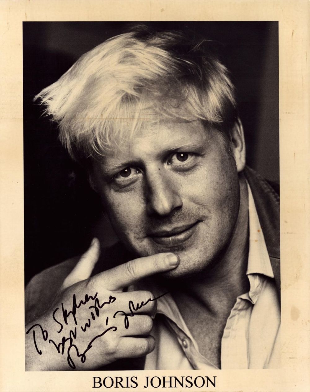 Lot 320: Boris Johnson signed 10x8 inch black and white...