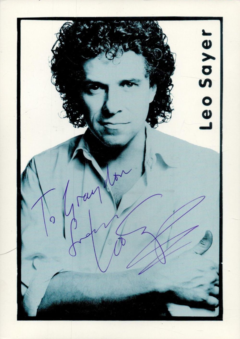 Lot 349: Leo Sayer signed 8x6 inch black and white...