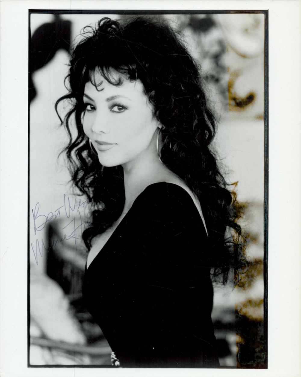 Lot 369: Marie Helvin signed 10x8 inch black and white...