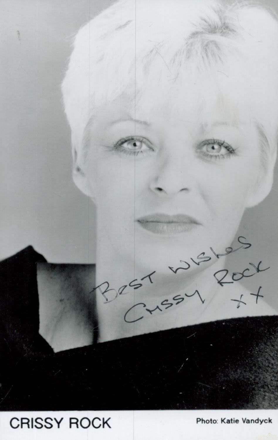 Lot 393: Crissy Rock signed 6x4 inch black and white...