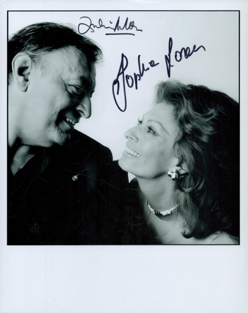 Lot 416: Sophia Loren and Zubin Mehta signed 10x8inch black...