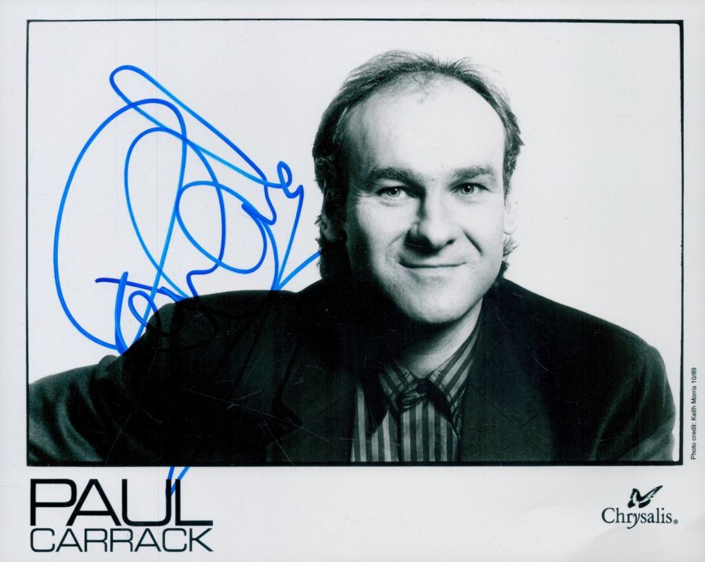 Lot 450: Paul Carrack signed 10x8inch black and white photo....