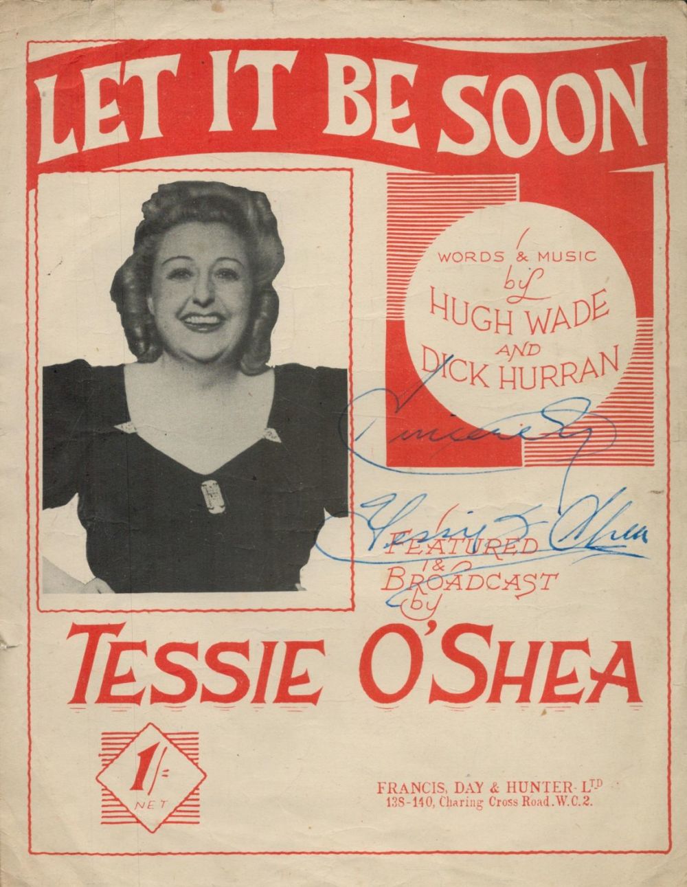 Lot 494: Tessie O`Shea Signed Let it Be Soon music...