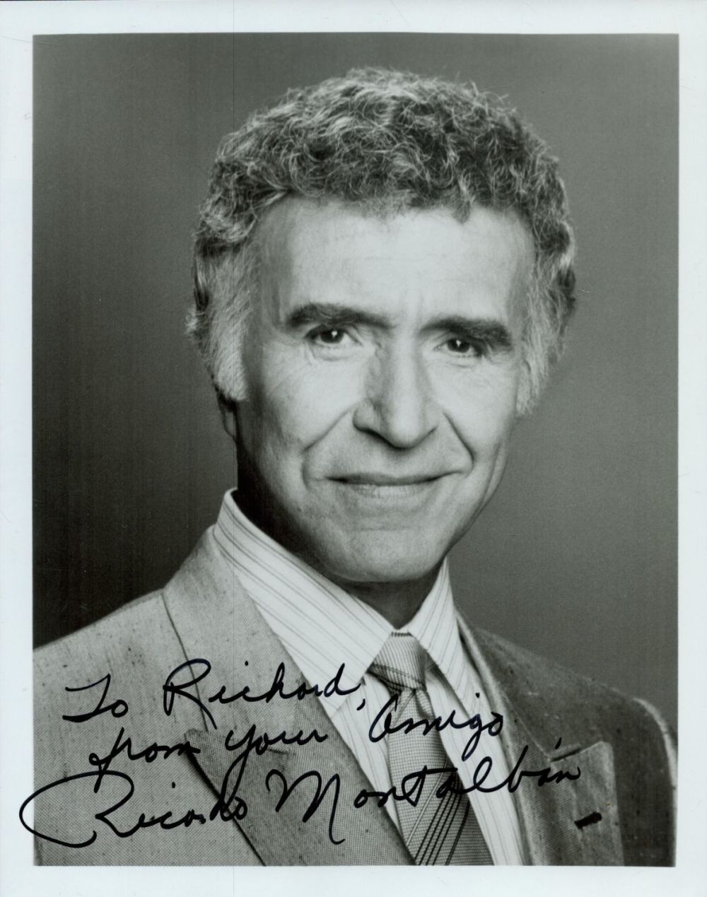 Lot 581: Ricardo Montalban Signed 10x8 inch Black and White...