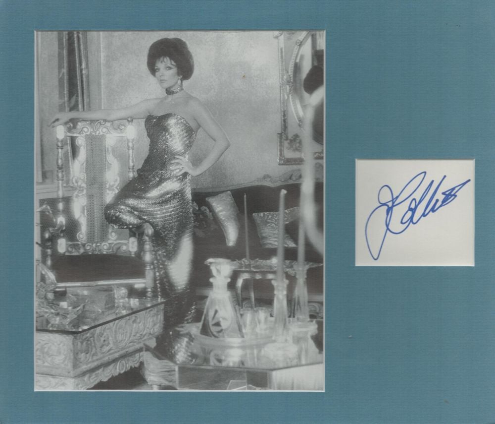 Lot 714: Joan Collins signed signature piece 2.95x2.5 Inch plus...