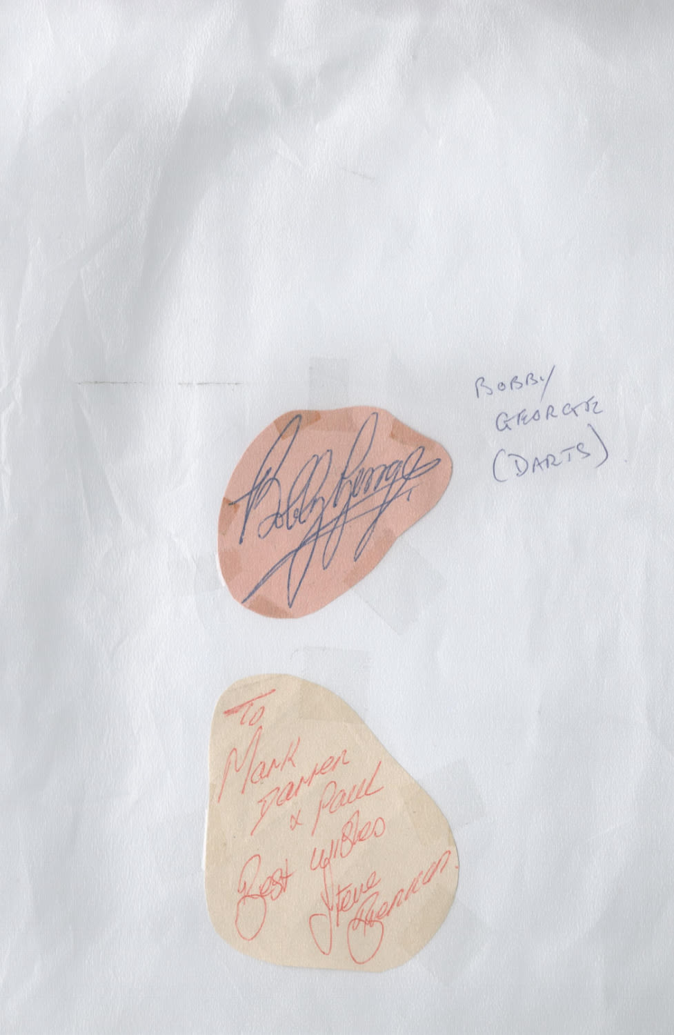 Lot 723: Bobby George signed Autograph paper cut an English...
