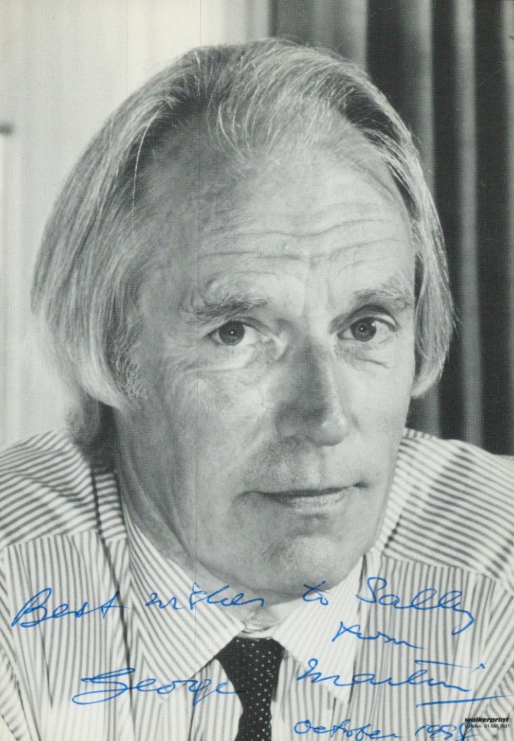 Lot 56: George Martin signed 6x4 inch black and white...