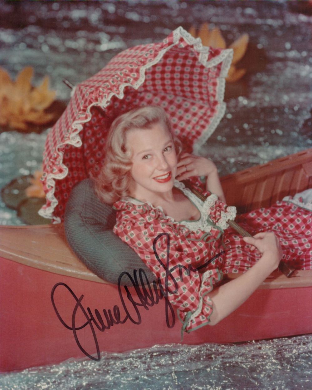 Lot 67: June Allyson signed 10x8 inch colour photo. Good...