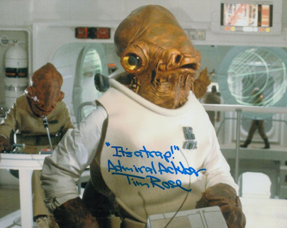 Lot 84: Tim Rose signed 10x8 inch Admiral Ackbar Star...