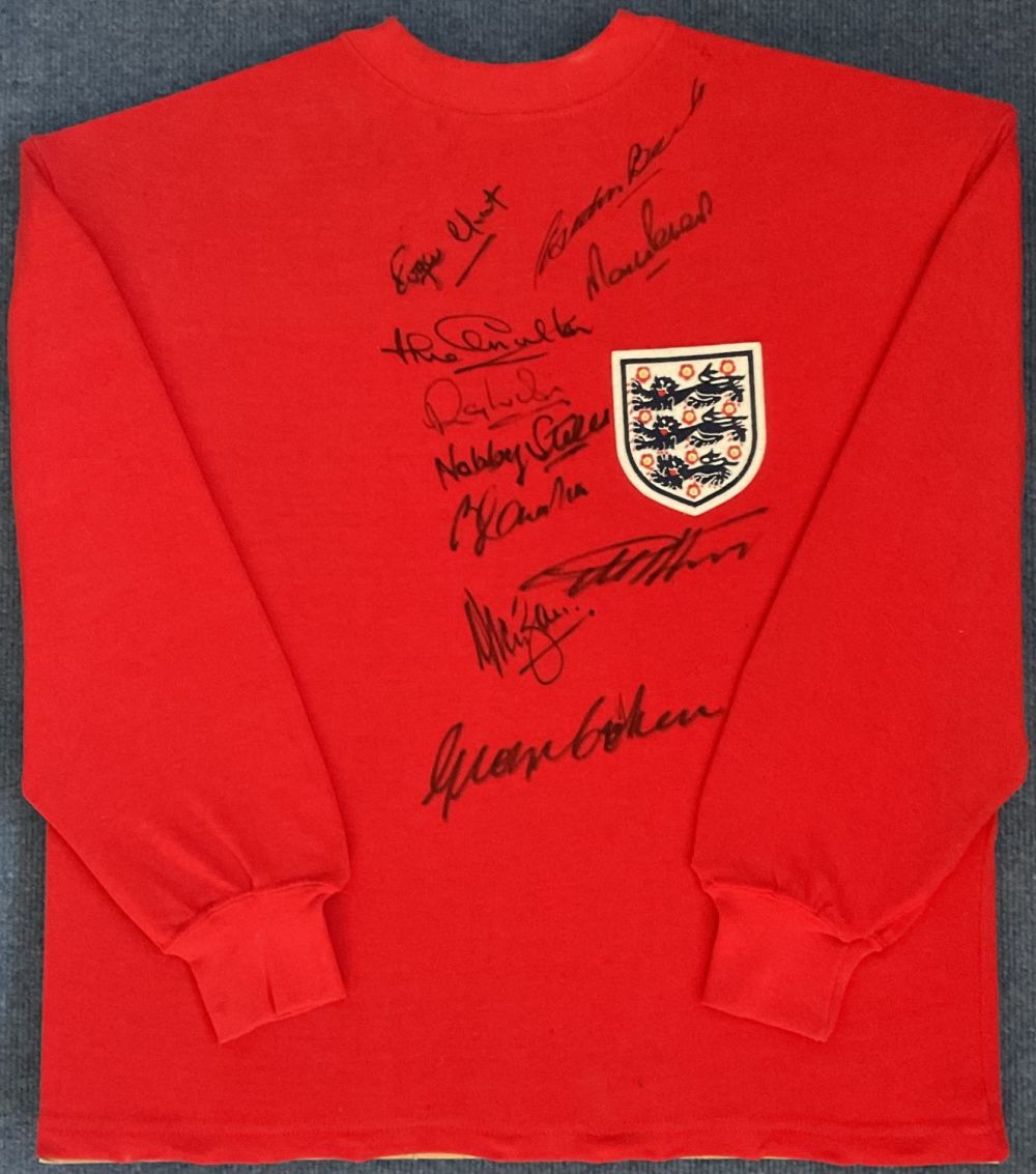 Lot 99: England 1966 World Cup Winners multi signed retro...