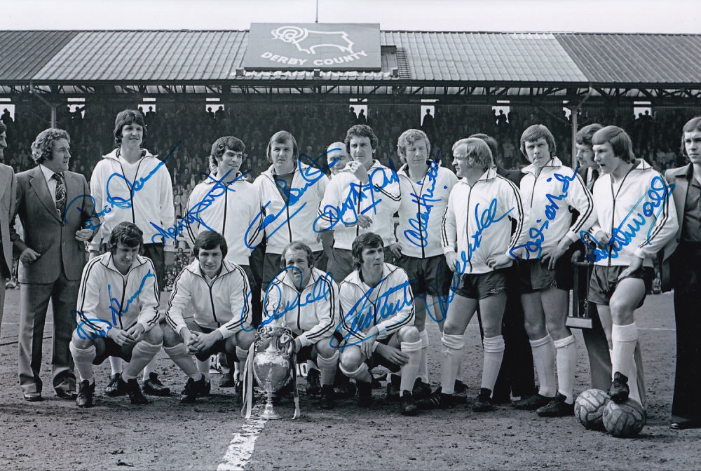 Lot 143: Autographed Derby County 1975 - 12 X 8...
