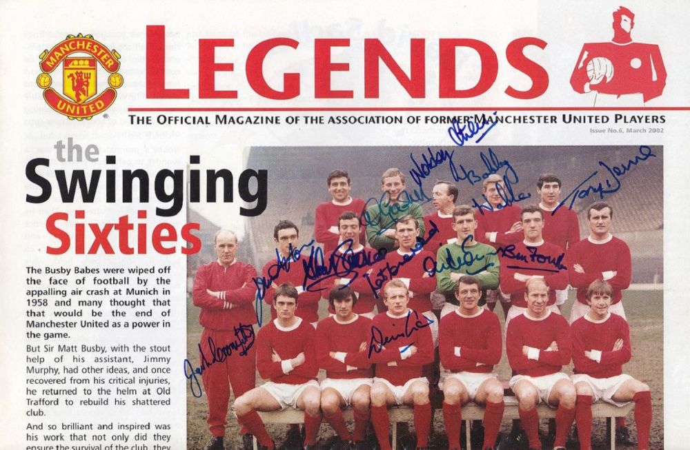 Lot 169: Autographed Man United Legends Magazine 2002 : A...