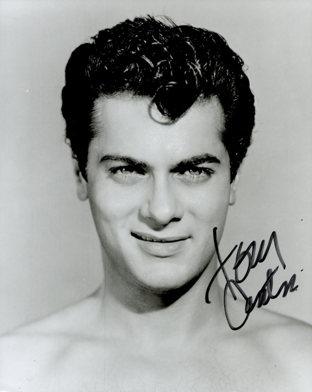 Lot 213: Tony Curtis signed 10x8 inch black and white...