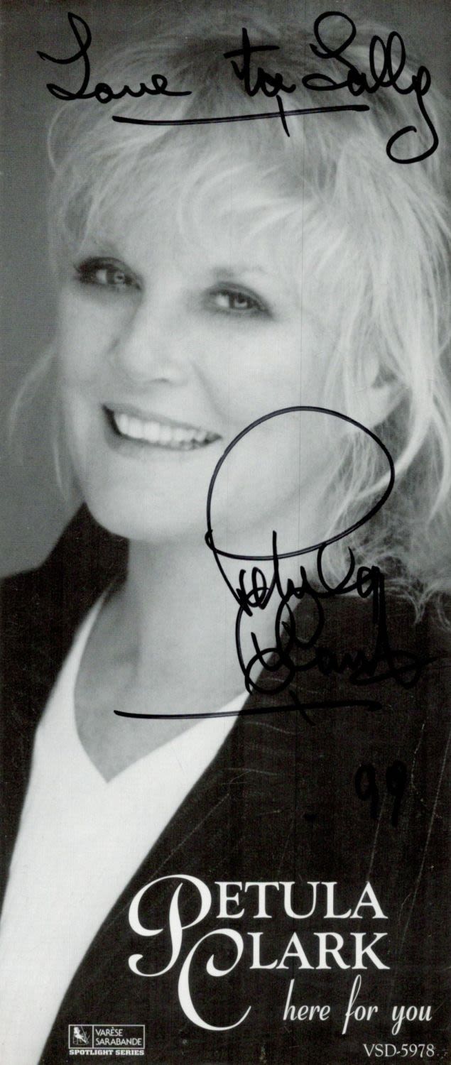 Lot 226: Petula Clark signed 8.5x3.5 inch black and white...