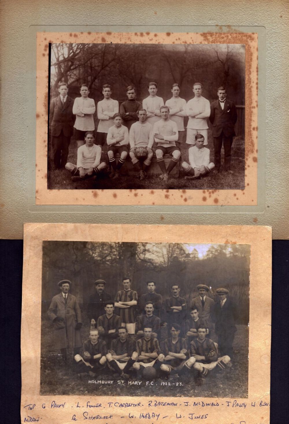 Lot 16: Football Collection of 2 vintage team photos Holmbury...