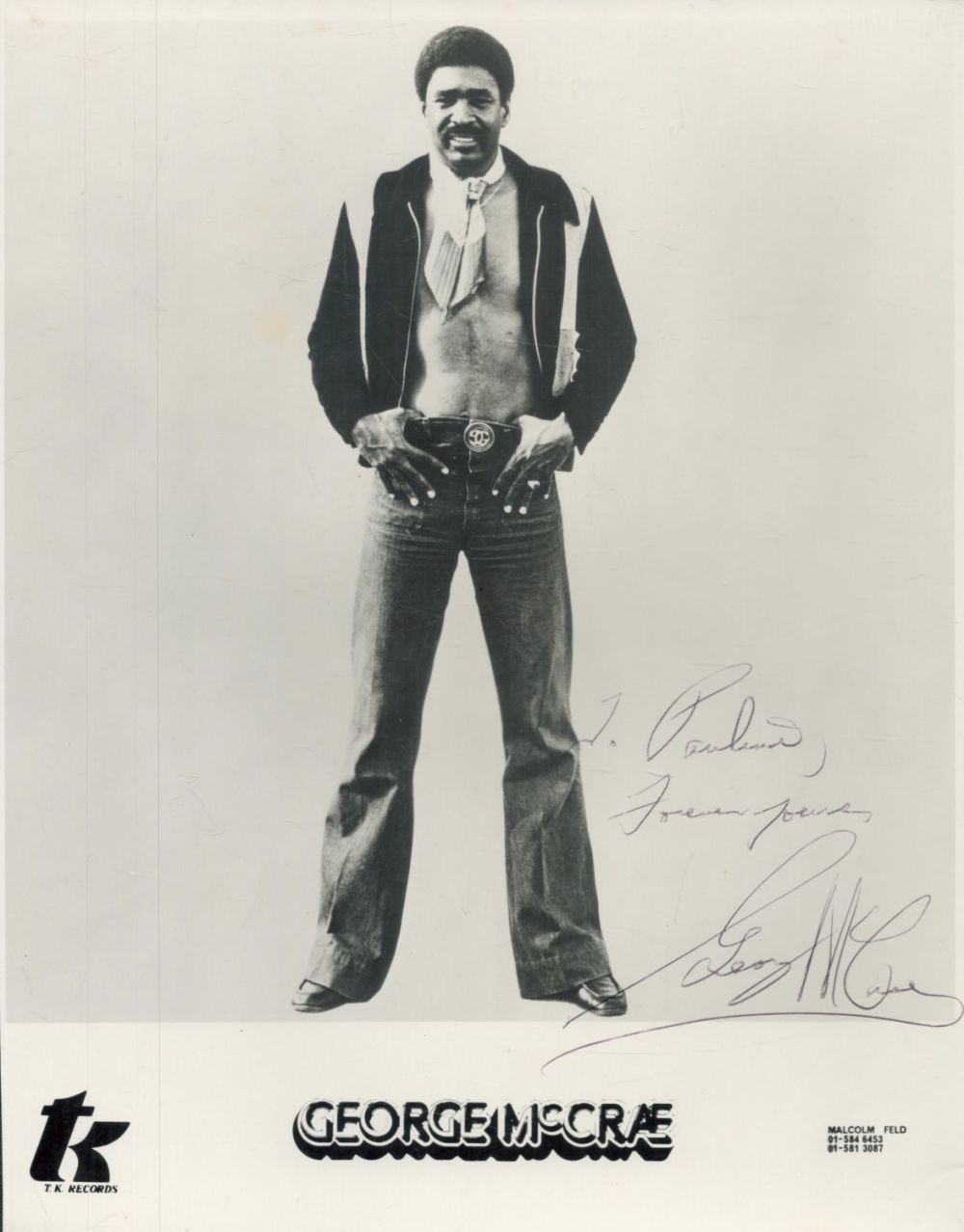 Lot 137: George McCrae signed 10x8inch black and white photo....