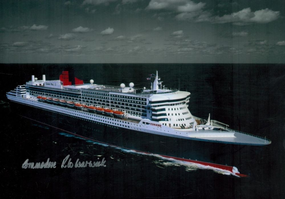 Lot 176: QE2 Captain Warwick signed 12 x 8 inch...