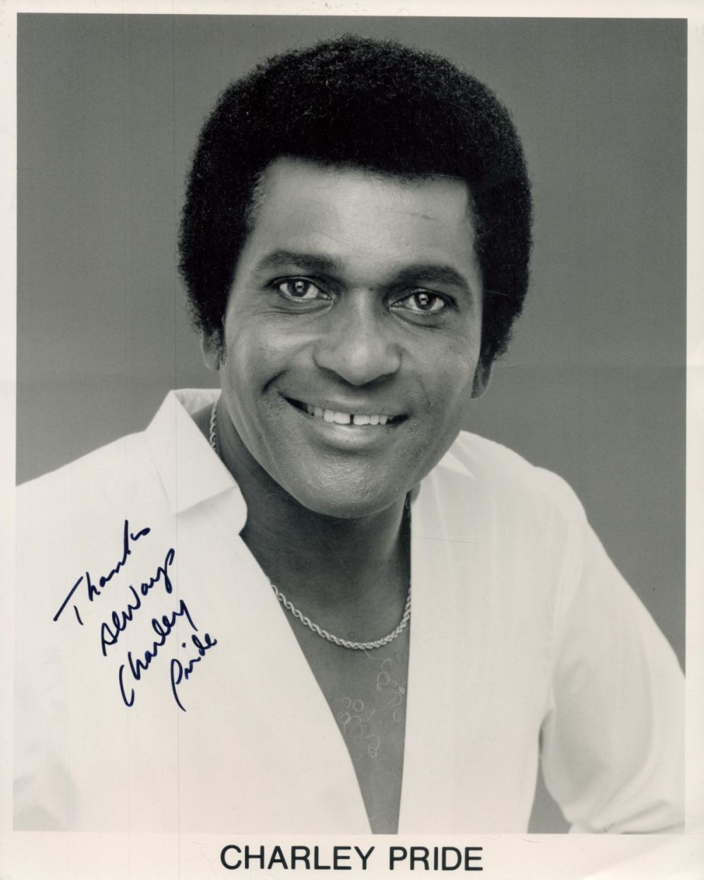 Lot 224: Charley Pride signed 10x8inch black and white photo....