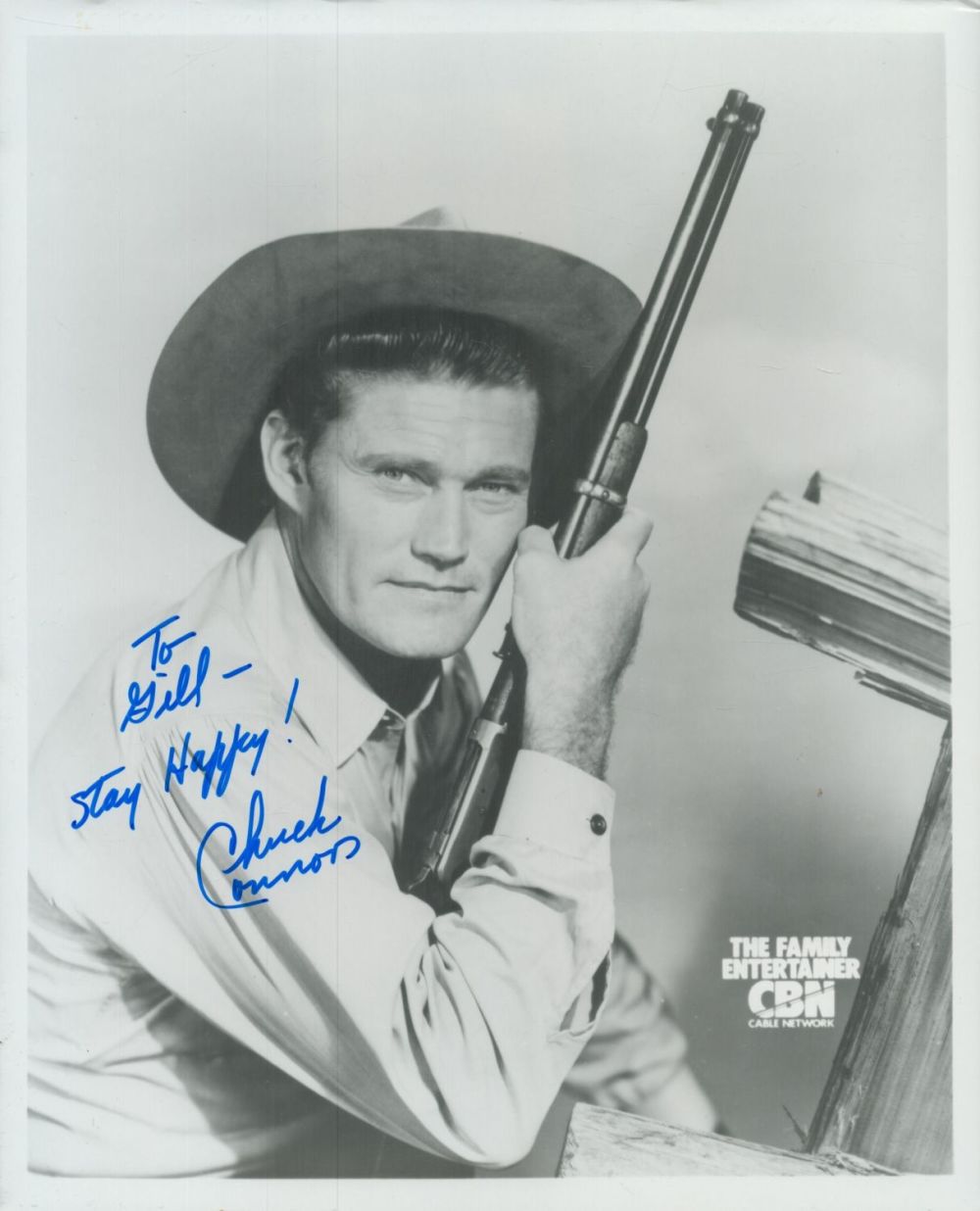 Lot 227: Chuck Connors signed 10x8inch black and white photo....