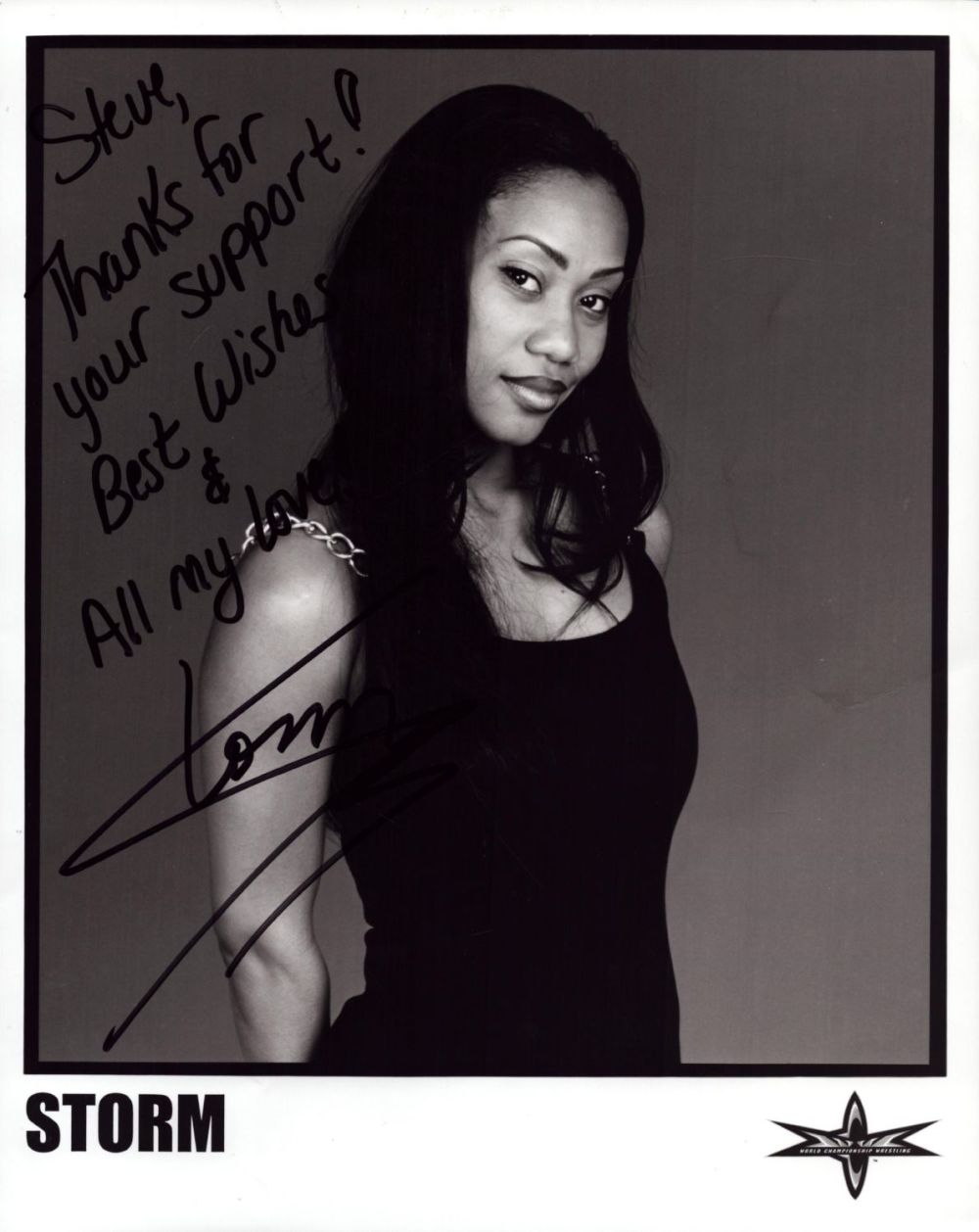 Lot 364: Sharmell Sullivan-Huffman 'STORM' signed 10x8 inch black and...